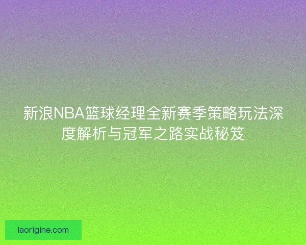 新浪NBA篮球经理全新赛季策略玩法深度解析与冠军之路实战秘笈