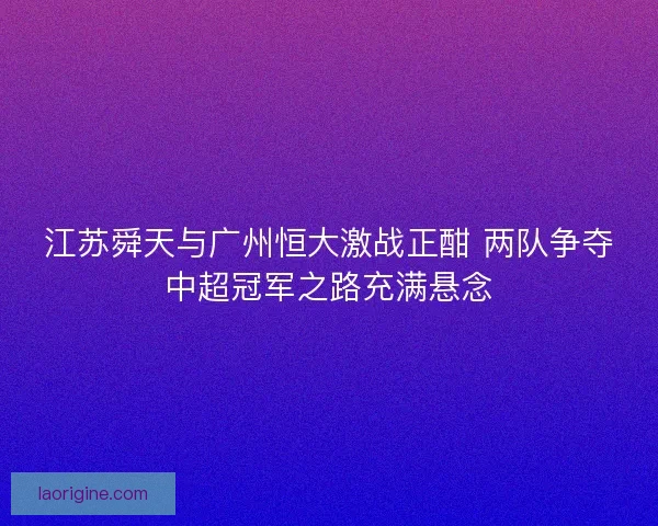 江苏舜天与广州恒大激战正酣 两队争夺中超冠军之路充满悬念