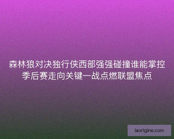 森林狼对决独行侠西部强强碰撞谁能掌控季后赛走向关键一战点燃联盟焦点