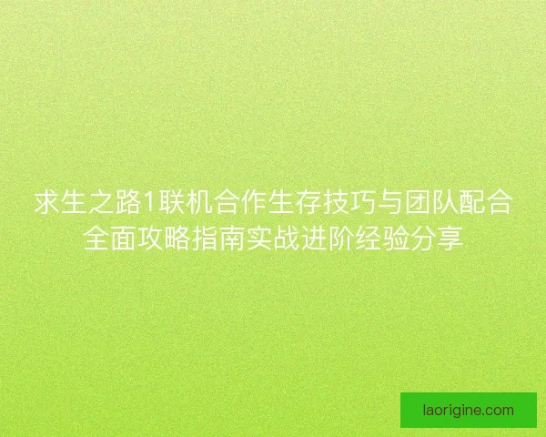 求生之路1联机合作生存技巧与团队配合全面攻略指南实战进阶经验分享