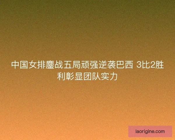 中国女排鏖战五局顽强逆袭巴西 3比2胜利彰显团队实力