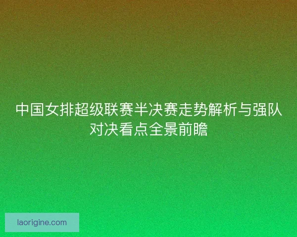 中国女排超级联赛半决赛走势解析与强队对决看点全景前瞻
